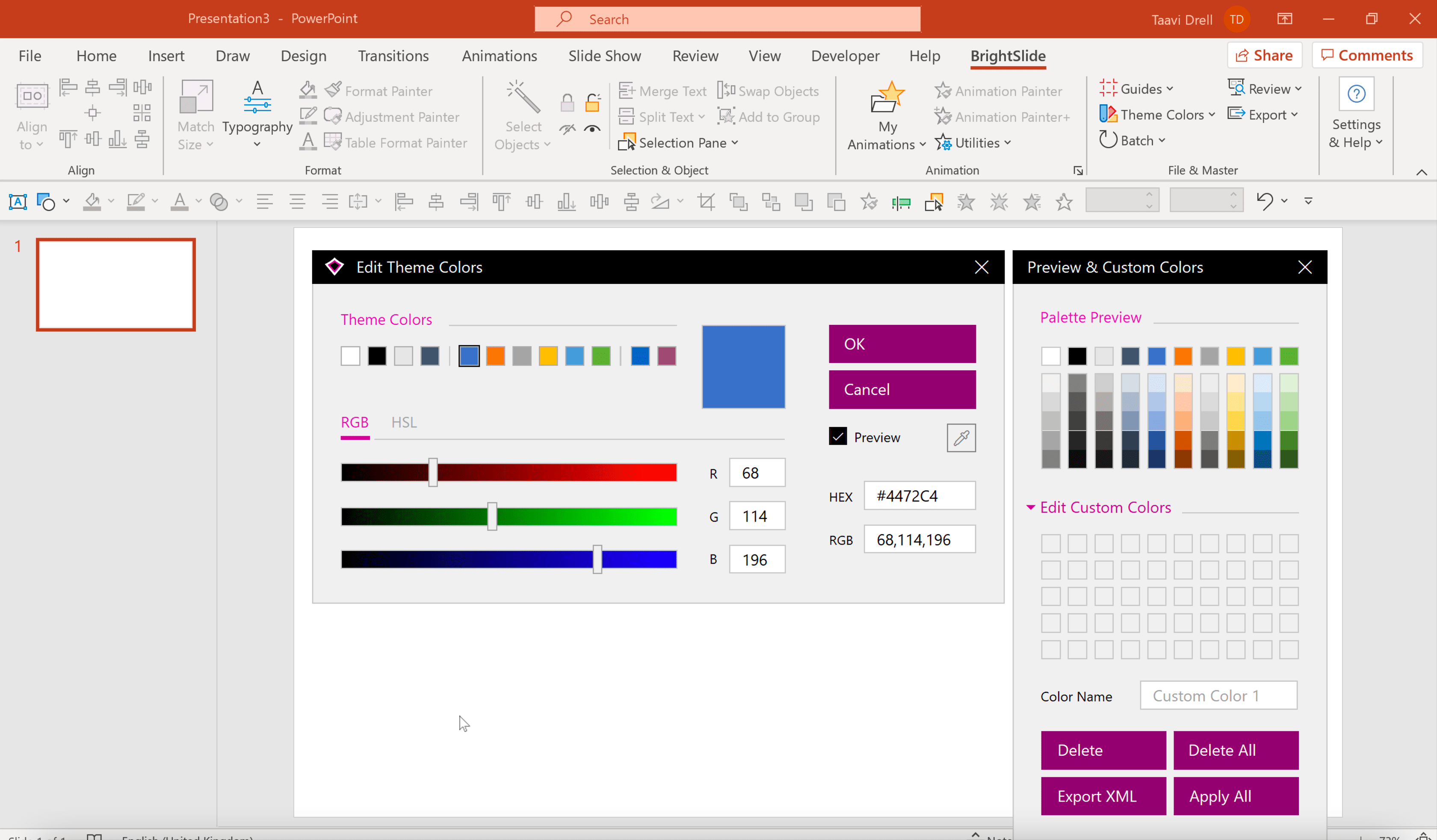 powerpoint for mac open color palette the .thmx file is greyed out