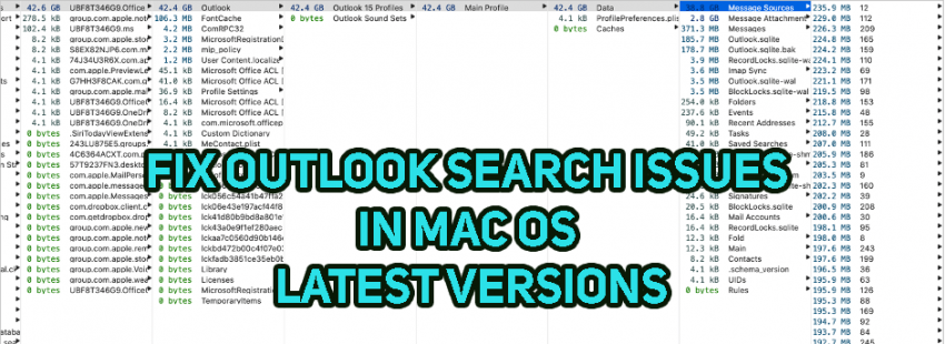 outlook for mac search function not working